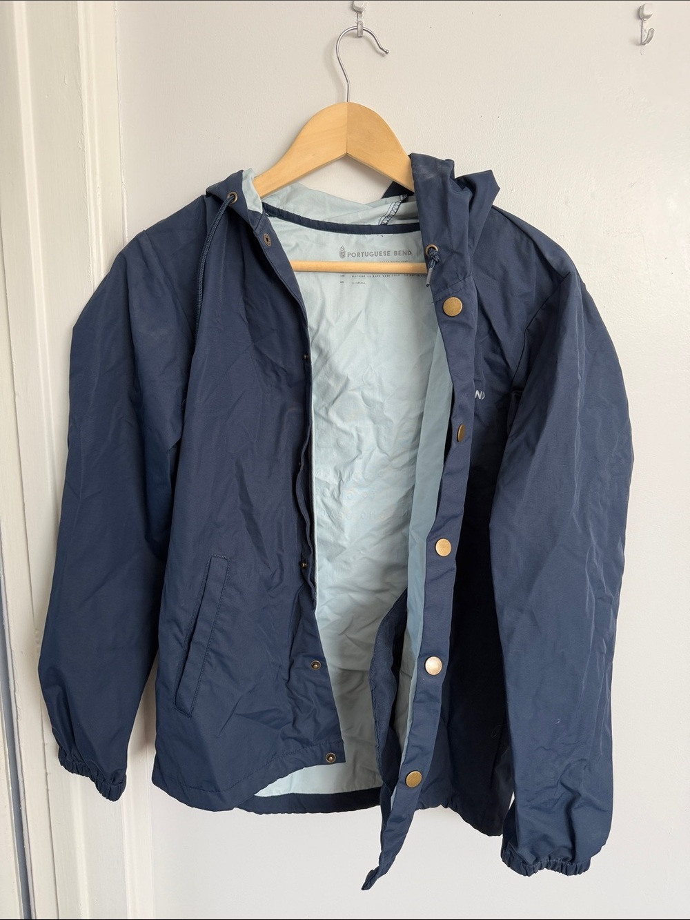 Navy Hooded Windbreaker / rain Jacket womens xs